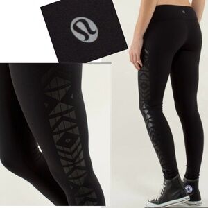 Lululemon Wunder Under Pant Size 8 Black Print Full‎ On Luon Leggings